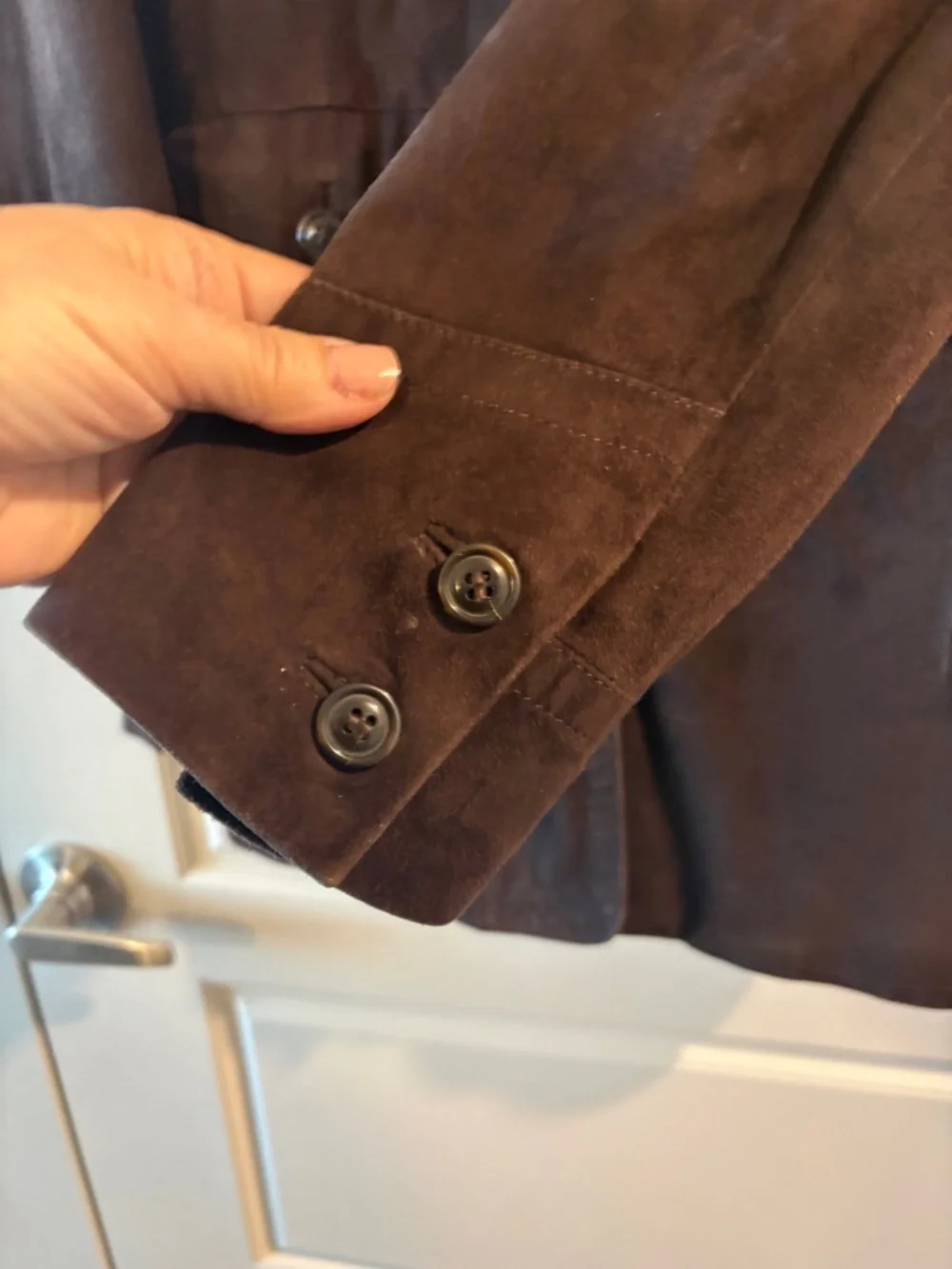 Cole Haan Brown Leather Jacket Blazer Style Size S Button Front Classic - Picture 7 of 16